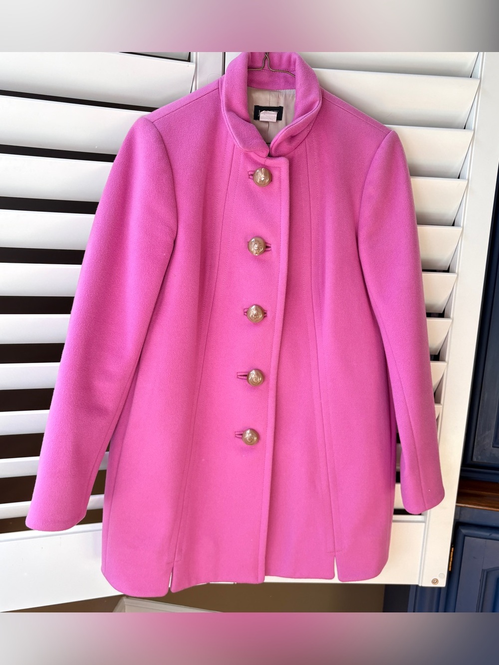 J. Crew Bright Pink Wool Pea Coat